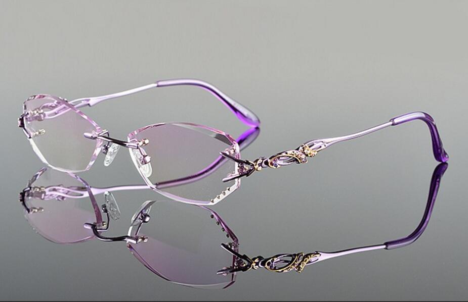 Chashma Women's Rimless Oval Titanium Eyeglasses 8036B Rimless Chashma purple