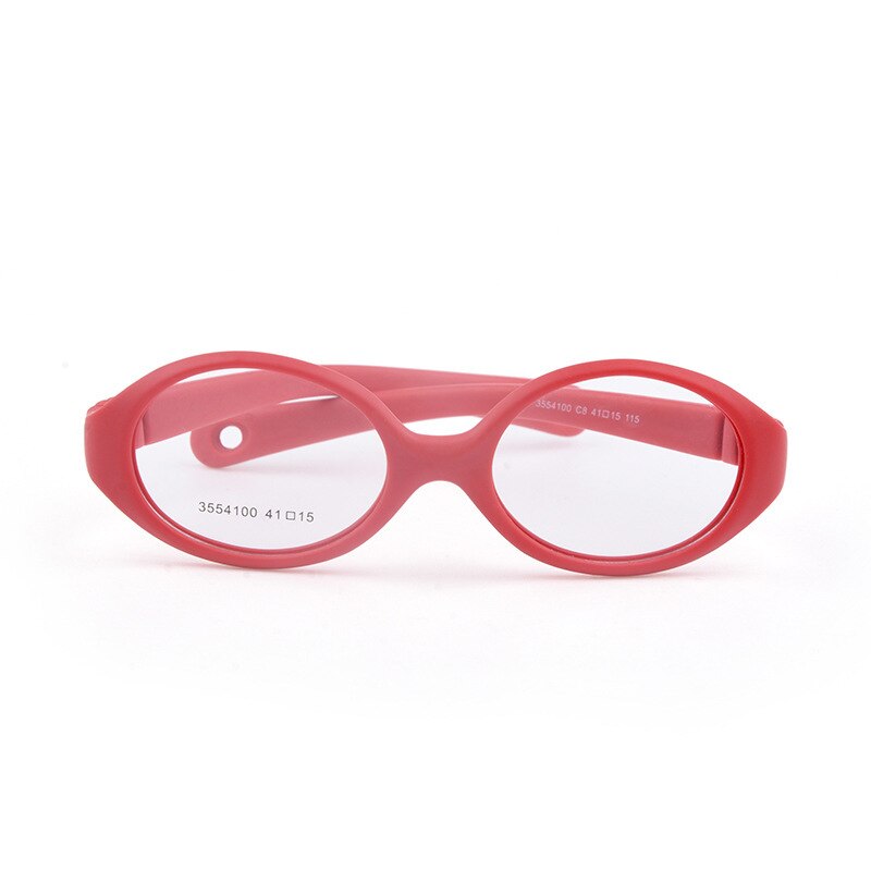 Unisex Children's Oval Titanium Plastic Framed Eyeglasses Frame Brightzone C8 red  