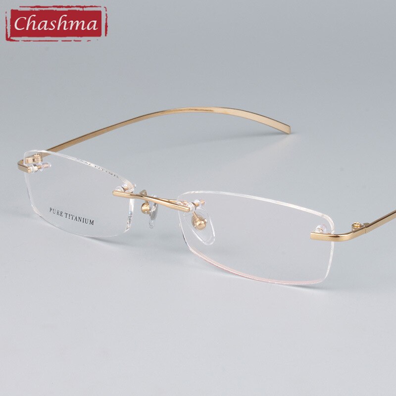 Chashma Unisex Rimless Square Titanium Eyeglasses 1028 Rimless Chashma