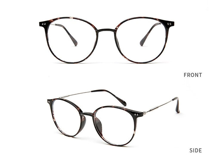 Hotony Unisex Full Rim Round Acetate Alloy Frame Eyeglasses Full Rim Hotony