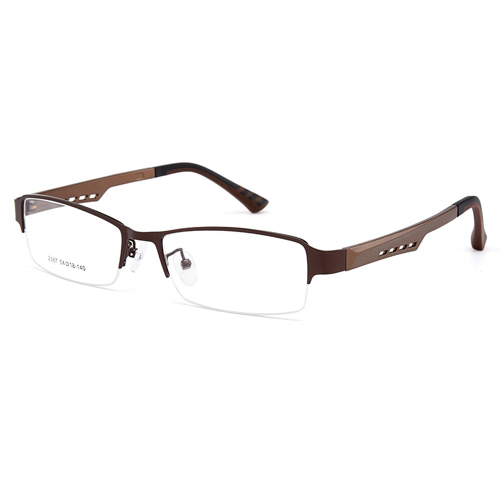 Gmei Men's Semi Rim Square Tr 90 Titanium Alloy Eyeglasses Y2387 Semi Rim Gmei Optical