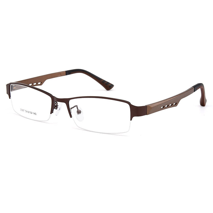 Gmei Men's Semi Rim Square Tr 90 Titanium Alloy Eyeglasses Y2387 Semi Rim Gmei Optical
