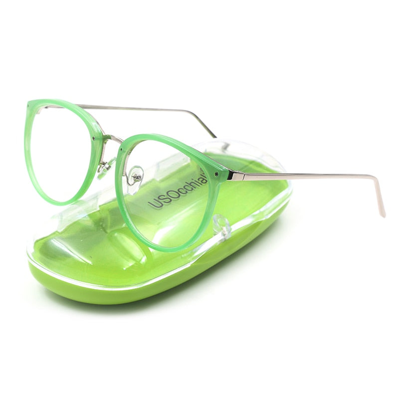 Hotochki Women's Full Rim Cat Eye Alloy PC Frame Eyeglasses 5969 Full Rim Hotochki green