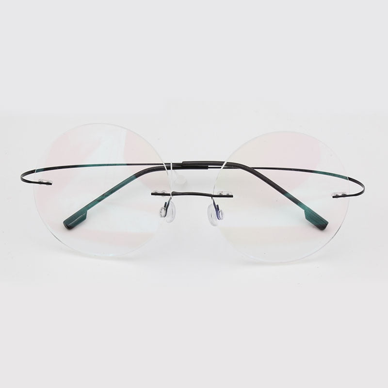 Hotochki Men's Rimless Titanium Alloy Round Frame Eyeglasses Rimless Hotochki