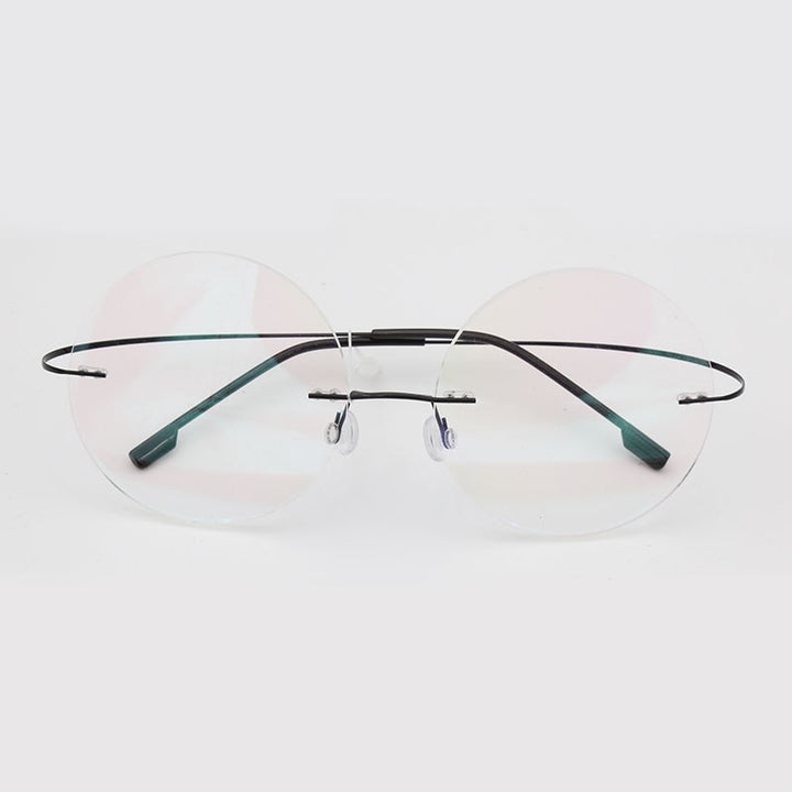 Hotochki Men's Rimless Titanium Alloy Round Frame Eyeglasses Rimless Hotochki