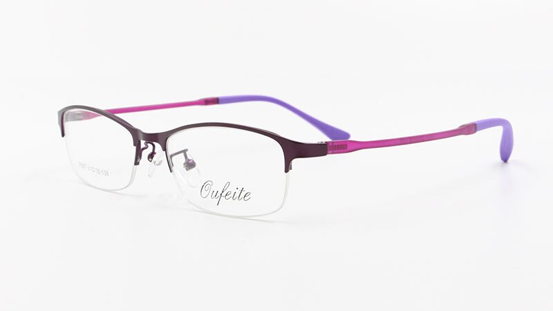 Women's Half Rim Alloy Frame Eyeglasses N7057 Semi Rim Bclear Purple