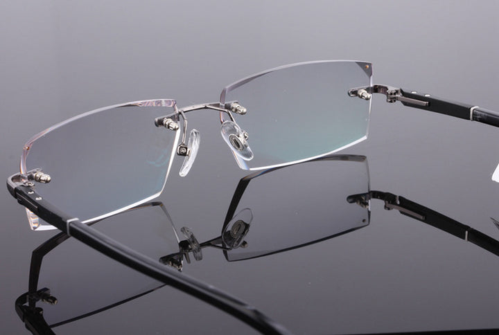 Reven Jate 58003 Pure Titanium Rimless Diamond Cutting Man Glasses Frame Eyeglasses (Gray) Rimless Reven Jate