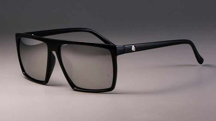 CCspace Unisex Full Rim Acetate Square Frame Steampunk Sunglasses Kulou Sunglasses CCspace Sunglasses black silver