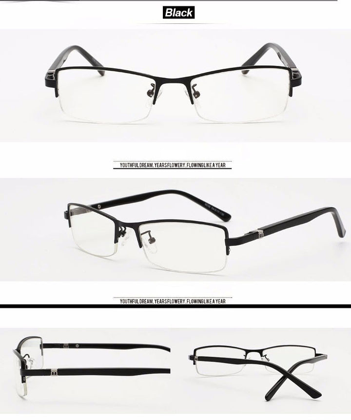 Reven Jate Men's Semi Rim Rectangle Tr 90 Titanium Eyeglasses 9036 Semi Rim Reven Jate