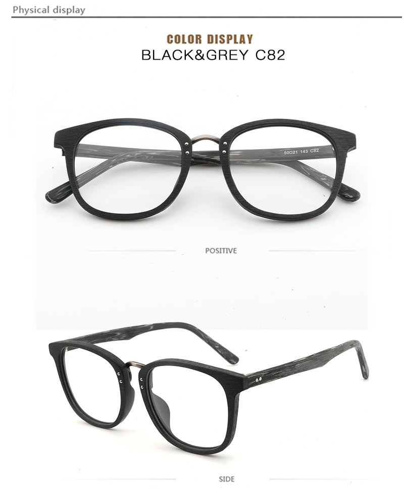 Hdcrafter Unisex Full Rim Round Square Wood Metal Frame Eyeglasses Hb029 Full Rim Hdcrafter Eyeglasses