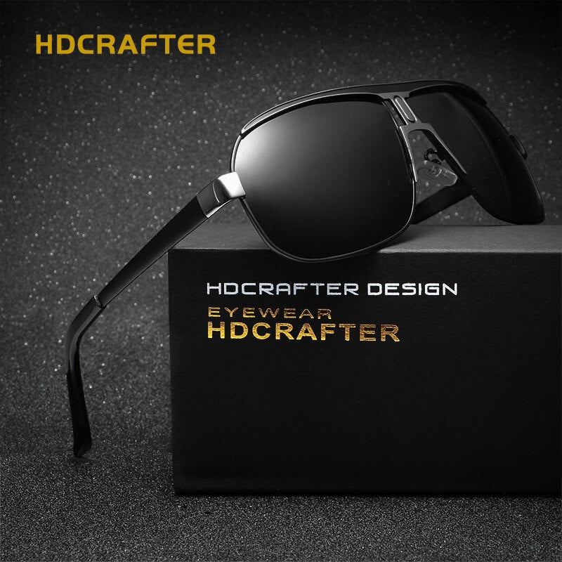 Hdcrafter Men's Full Rim Alloy Rectangle Frame Polarized Sunglasses Le028 Sunglasses HdCrafter Sunglasses