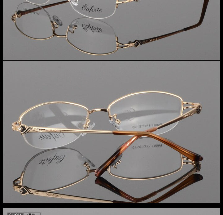 Women's Half Rim Eyeglasses Alloy Frame Sf6001 Semi Rim Bclear