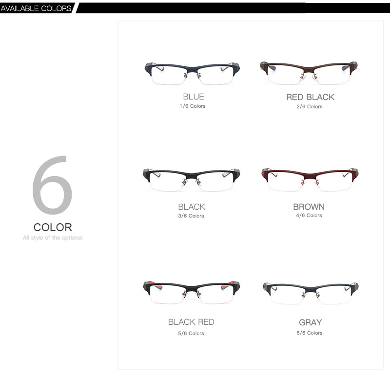 Hdcrafter Men's TR 90 Rectangle Semi Rim Frame Eyeglasses L1077 Semi Rim Hdcrafter Eyeglasses