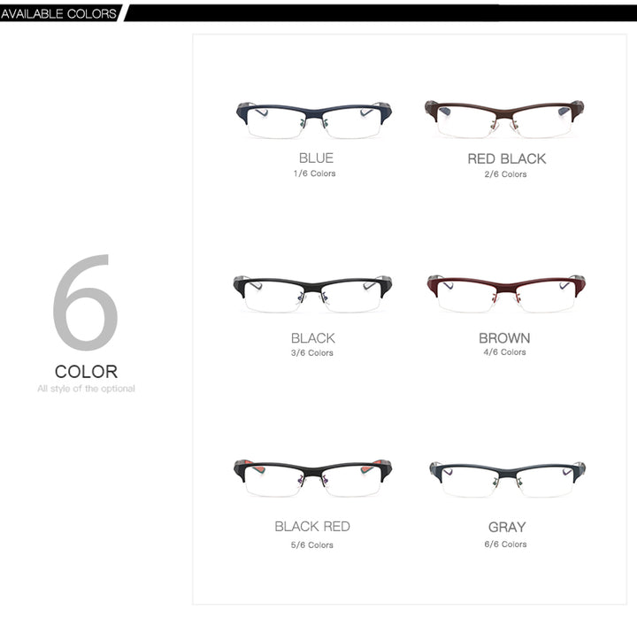 Hdcrafter Men's TR 90 Rectangle Semi Rim Frame Eyeglasses L1077 Semi Rim Hdcrafter Eyeglasses