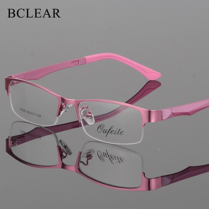 Unisex Half Rim Alloy Frame Eyeglasses 2329 Semi Rim Bclear