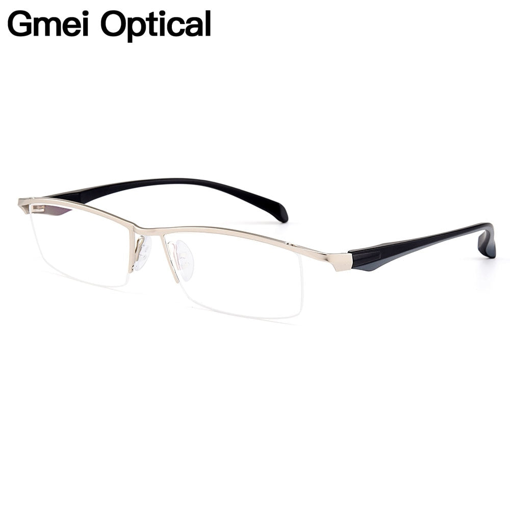 Gmei Men's Eyeglasses Semi Rim Titanium Alloy Square Y8011 Semi Rim Gmei Optical