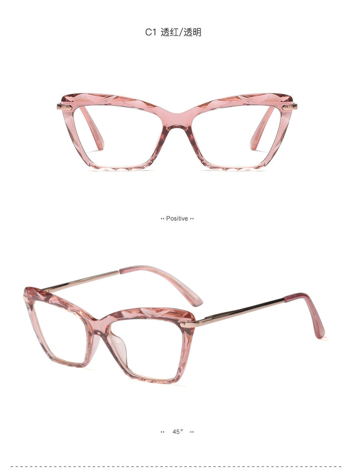 Women's Full Rim Cat Eye Acetate Frame Eyeglasses 97533 Full Rim Bclear