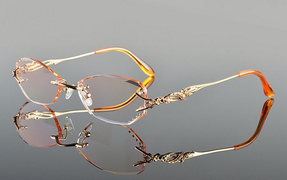 Chashma Women's Rimless Oval Titanium Eyeglasses 8036B Rimless Chashma gold with brown