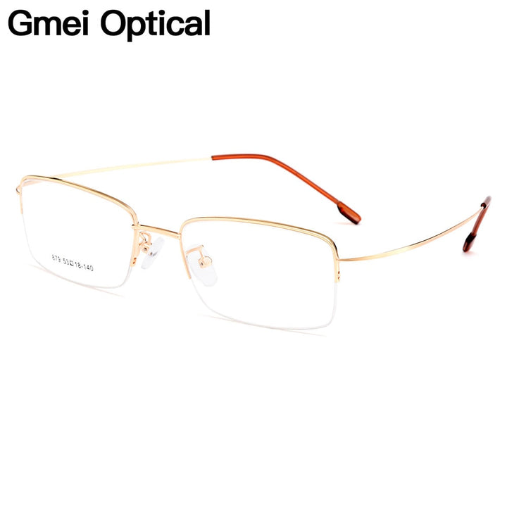 Gmei Men's Eyeglasses Semi Rim Memory Titanium Alloy Y879 Semi Rim Gmei Optical