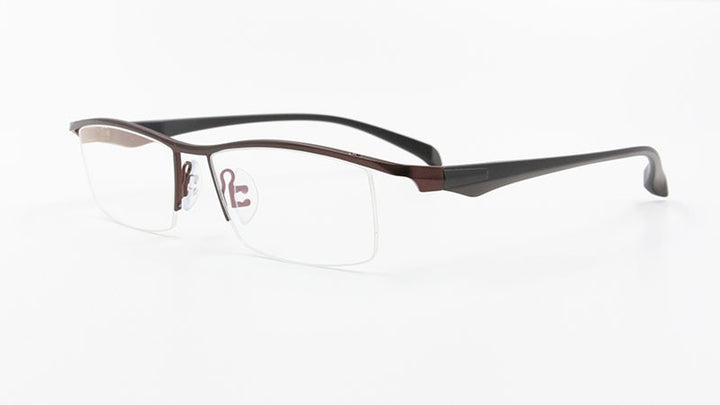 Men's Half Rim Titanium Alloy Frame TR-90 Temple Eyeglasses Np8011 Semi Rim Bclear Auburn