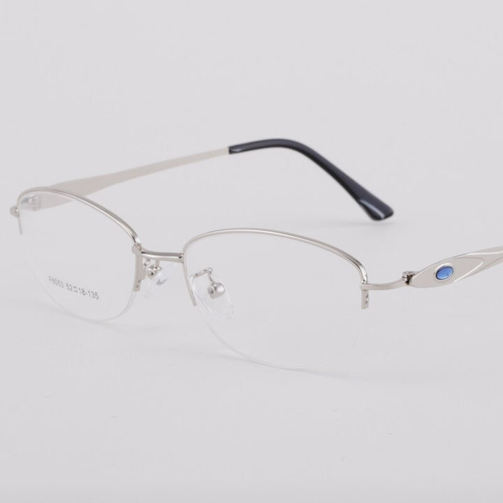 Women's Semi Rim Alloy Frame Eyeglasses 6053 Semi Rim Bclear
