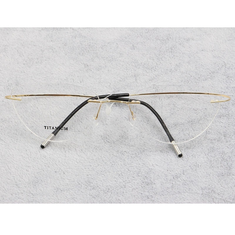 Bclear Women Rimless Cat Eye Memory Titanium Eyeglasses 2003 Rimless Bclear