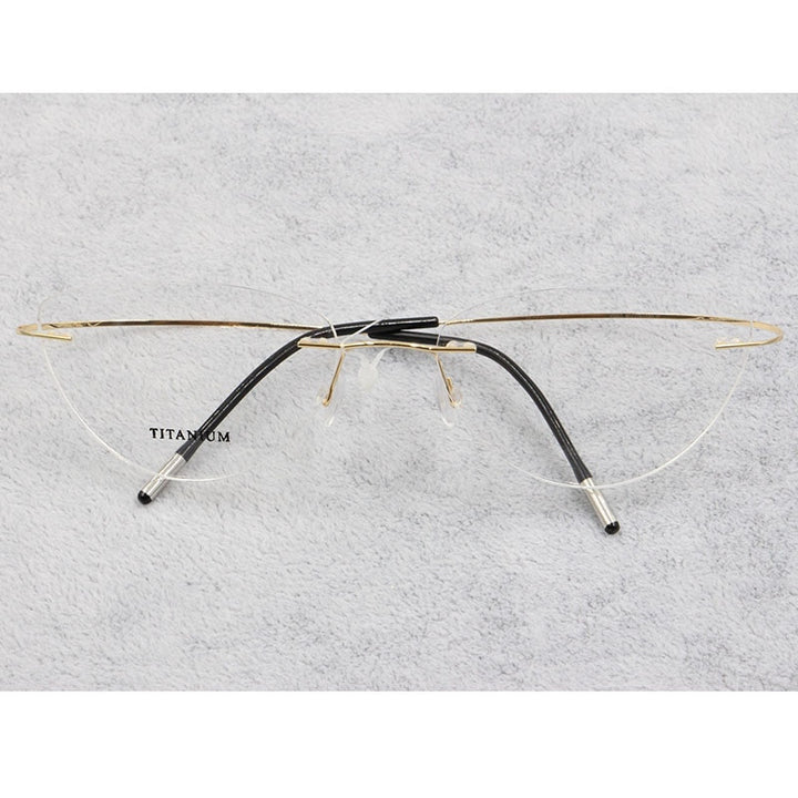 Bclear Women Rimless Cat Eye Memory Titanium Eyeglasses 2003 Rimless Bclear