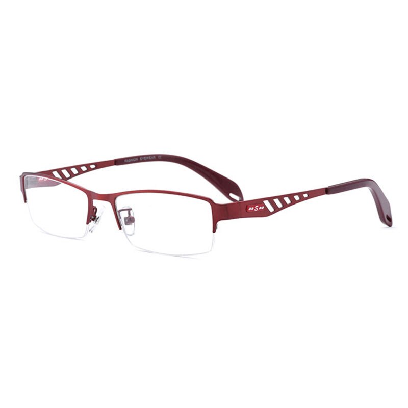 Hotochki Men's Semi Rim Rectangular Alloy Frame Eyeglasses Semi Rim Hotochki   