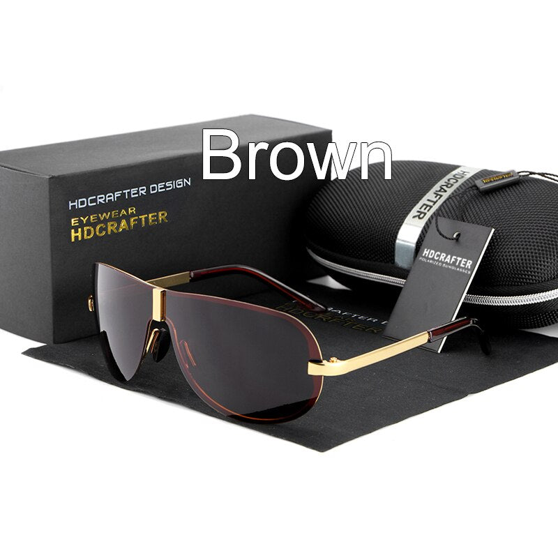 Hdcrafter Men's Full Rim Rectangle Oval Alloy Frame Polarized Sunglasses Sunglasses HdCrafter Sunglasses Auburn