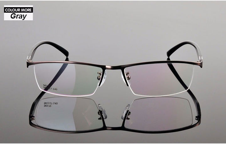 Reven Jate Men's Semi Rim Rectangle Titanium Alloy Eyeglasses 56170 Semi Rim Reven Jate