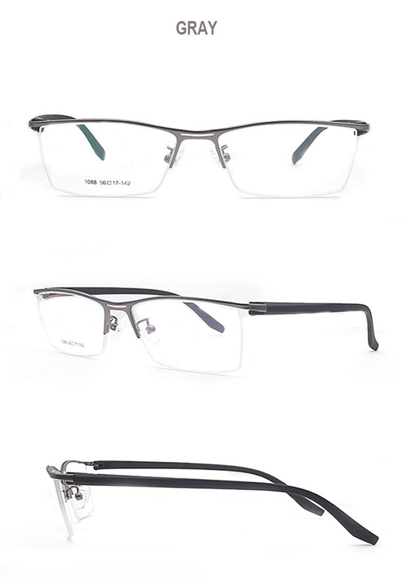 Hotochki Men's Semi Rim Acetate Alloy Frame Eyeglasses 1088 Semi Rim Hotochki