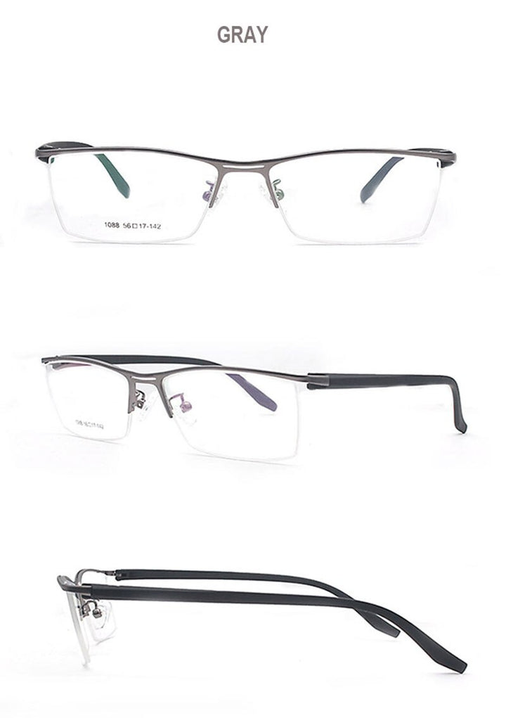 Hotochki Men's Semi Rim Acetate Alloy Frame Eyeglasses 1088 Semi Rim Hotochki