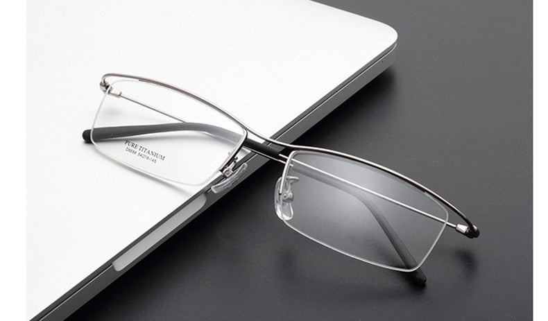 Hotony Men's Semi Rim Browline Titanium Frame Eyeglasses 6688 Semi Rim Hotony