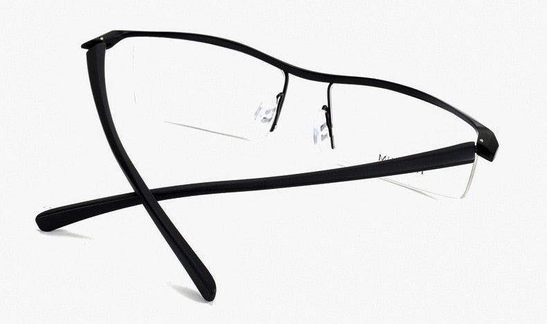 Hotony Men's Semi Rim Browline Titanium Frame Eyeglasses P8189 Semi Rim Hotony