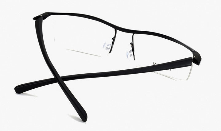 Hotony Men's Semi Rim Browline Titanium Frame Eyeglasses P8189 Semi Rim Hotony