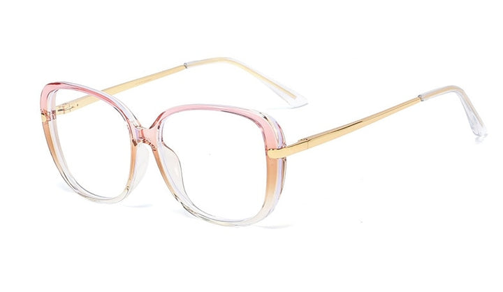 CCspace Unisex Full Rim Cat Eye Tr 90 Titanium Frame Eyeglasses 45836 Full Rim CCspace C6 pink