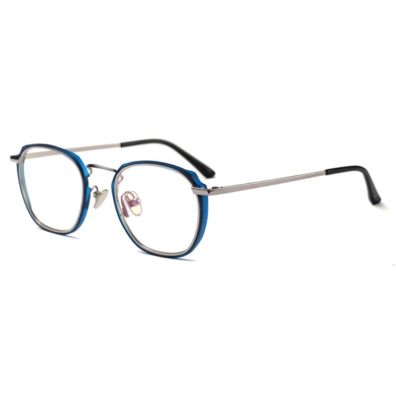 Hotony Unisex Full Rim Round Square Acetate Eyeglasses 1718063 Full Rim Hotony Blue