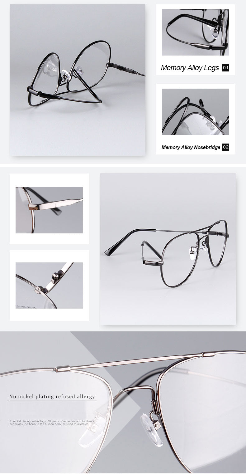 Reven Jate Unisex Full Rim Double Bridge Oval Alloy Titanium Eyeglasses 3028 Full Rim Reven Jate