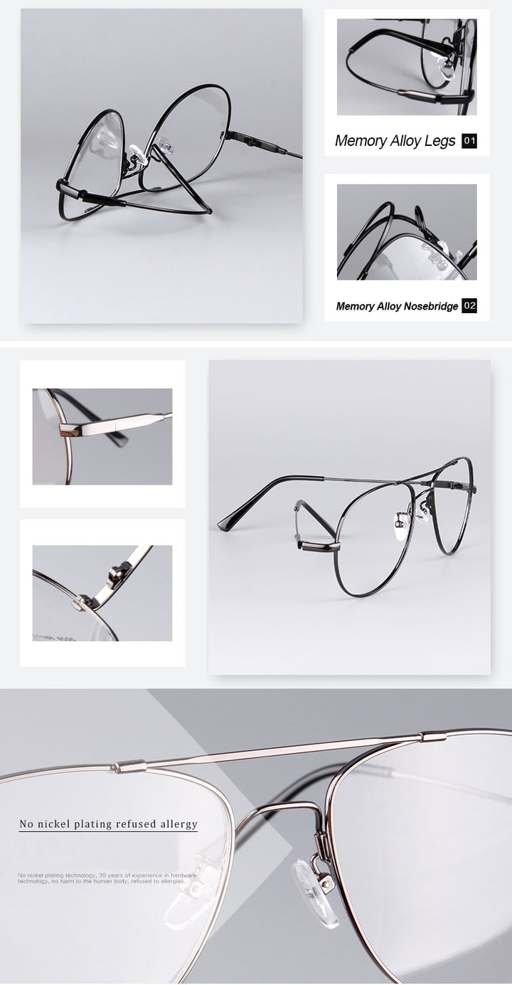 Reven Jate Unisex Full Rim Double Bridge Oval Alloy Titanium Eyeglasses 3028 Full Rim Reven Jate