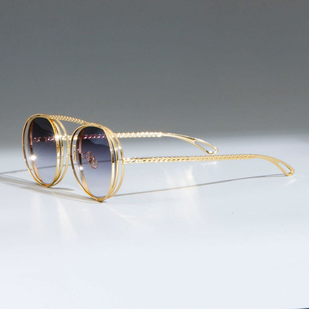 CCspace Women's Full Rim Steampunk Round Alloy Frame Sunglasses 47803 Sunglasses CCspace Sunglasses