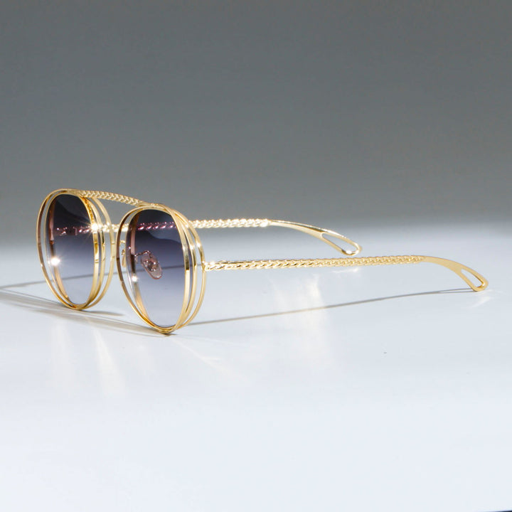 CCspace Women's Full Rim Steampunk Round Alloy Frame Sunglasses 47803 Sunglasses CCspace Sunglasses