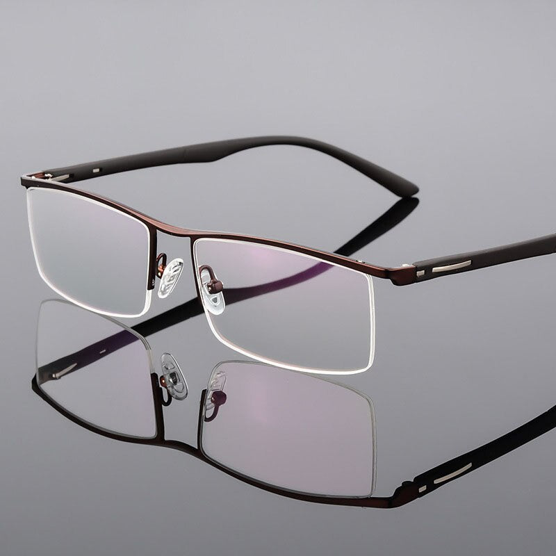 Men's Titanium Alloy Eyeglasses Half Rim Frame P8831 Semi Rim Bclear