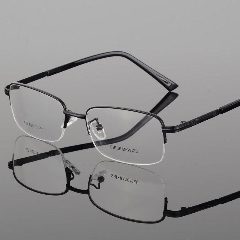 Bclear Men's Semi Rim Eyeglasses Alloy Square S887 Semi Rim Bclear black