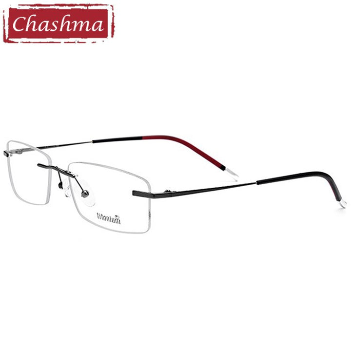 Chashma Men's Rimless Rectangle Titanium Eyeglasses 9202 Rimless Chashma Black