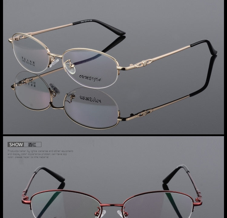 Women's Half Rim Eyeglasses Alloy Frame 2052 Semi Rim Bclear