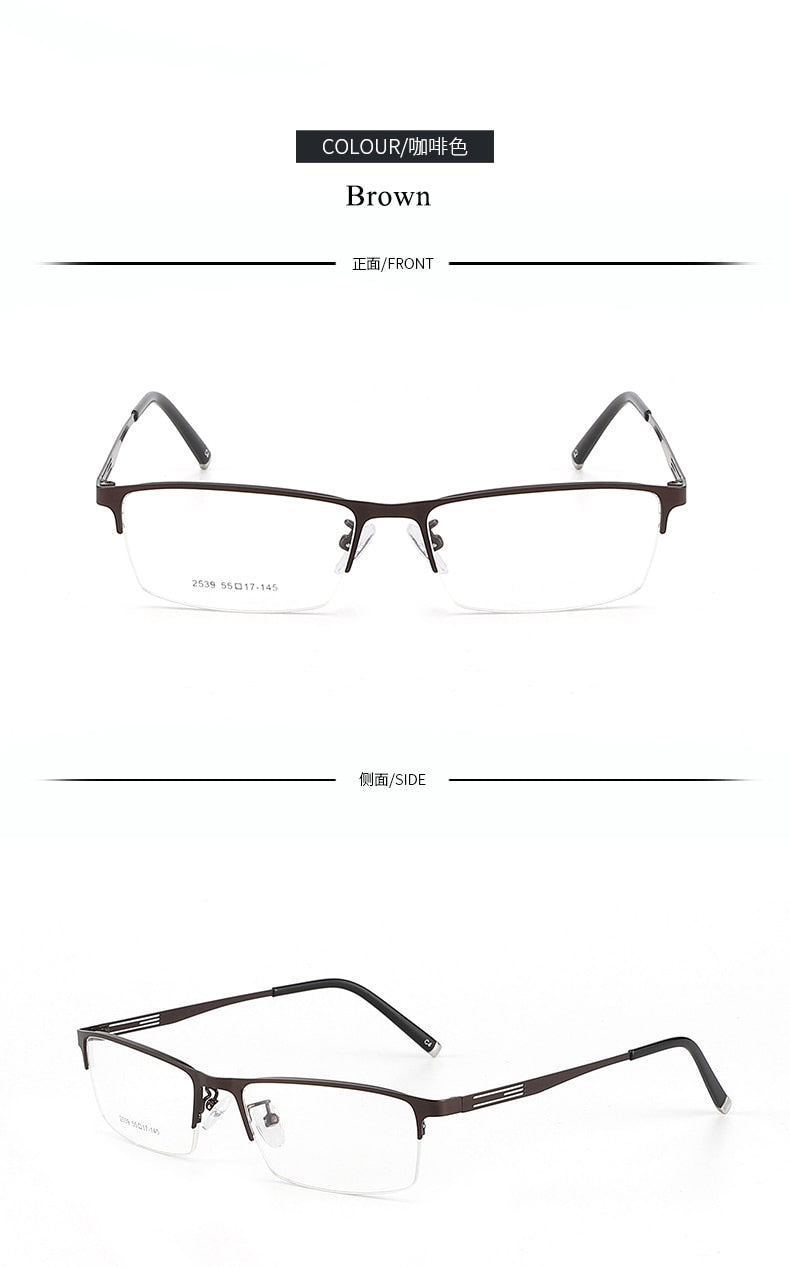 Men's Titanium Alloy Square Semi Rim Eyeglasses Sc2539 Semi Rim Bclear