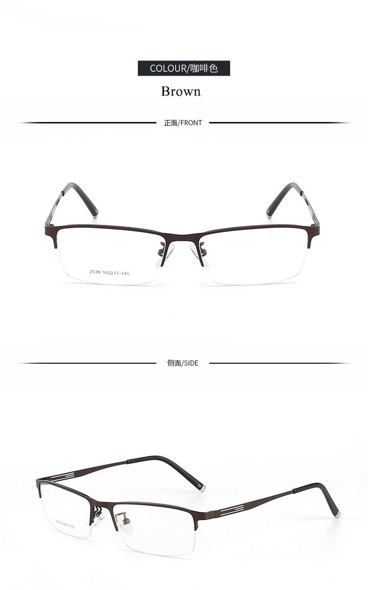 Men's Titanium Alloy Square Semi Rim Eyeglasses Sc2539 Semi Rim Bclear