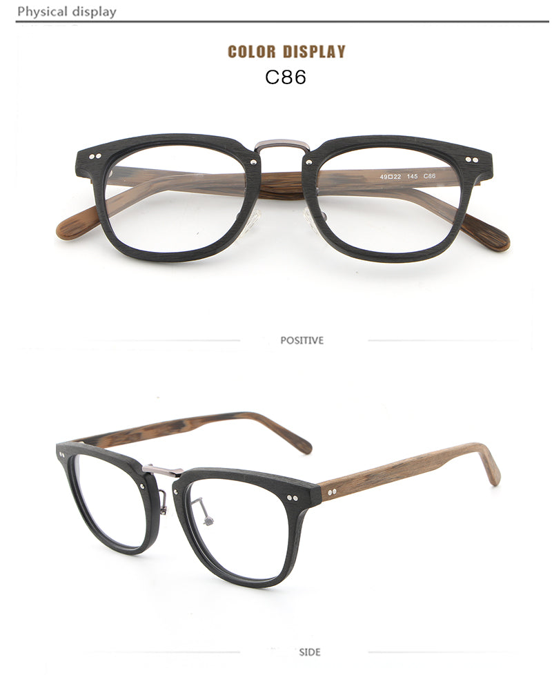 Hdcrafter Unisex Full Rim Square Round Wood Frame Eyeglasses Lbh025 Full Rim Hdcrafter Eyeglasses