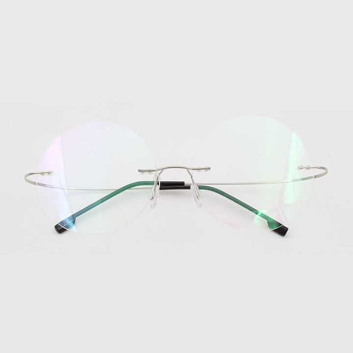 Hotochki Men's Rimless Titanium Alloy Round Frame Eyeglasses Rimless Hotochki