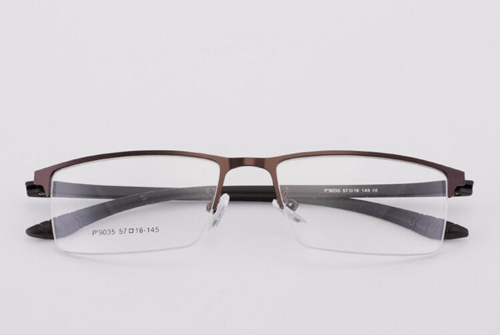 Men's Half Rim Titanium Frame Eyeglasses 9035 Semi Rim Bclear